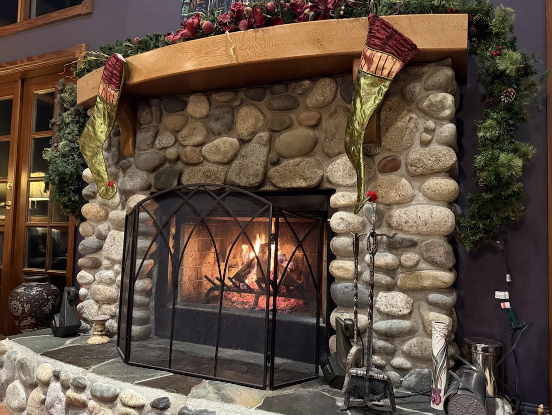 Fire, usually roaring